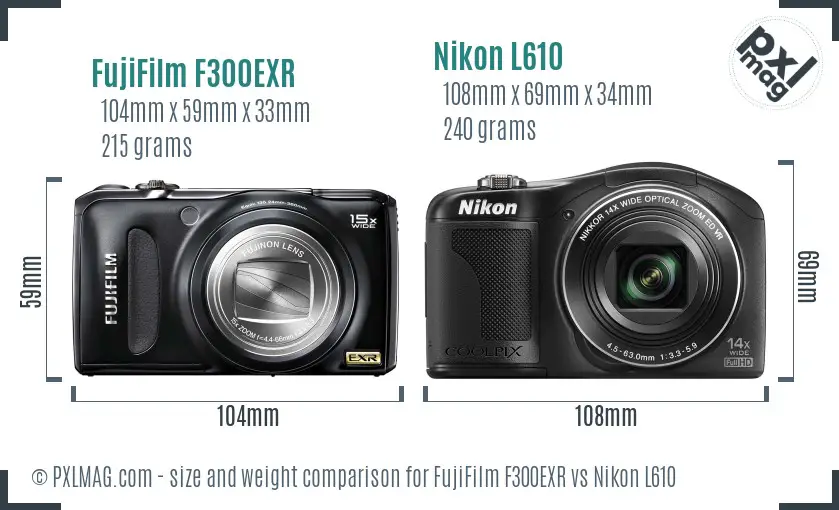 FujiFilm F300EXR vs Nikon L610 size comparison FujiFilm F300EXR vs Nikon L610 size comparison
