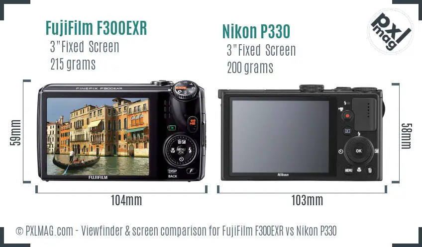 FujiFilm F300EXR vs Nikon P330 Screen and Viewfinder comparison