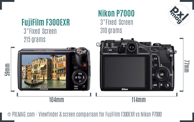FujiFilm F300EXR vs Nikon P7000 Screen and Viewfinder comparison