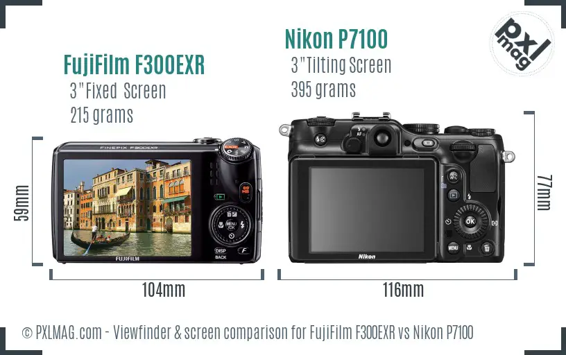 FujiFilm F300EXR vs Nikon P7100 Screen and Viewfinder comparison