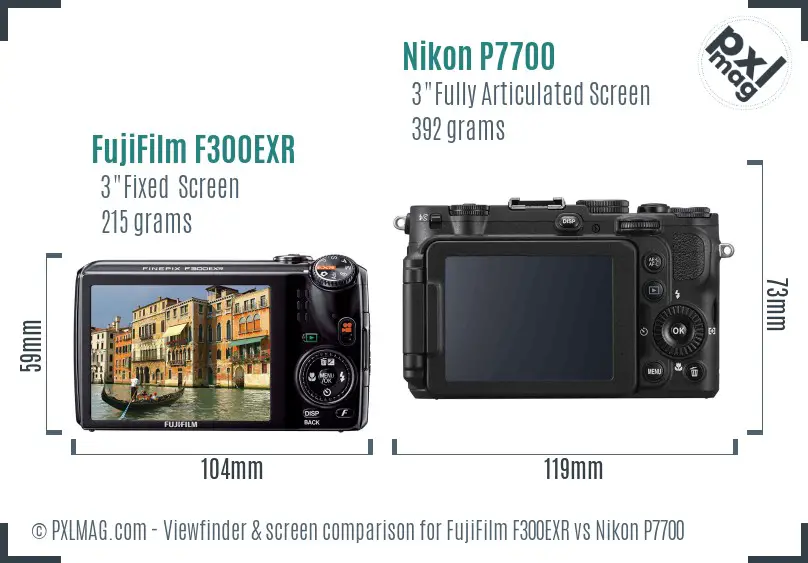 FujiFilm F300EXR vs Nikon P7700 Screen and Viewfinder comparison