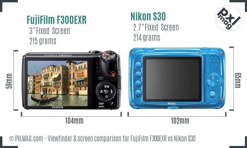FujiFilm F300EXR vs Nikon S30 Screen and Viewfinder comparison
