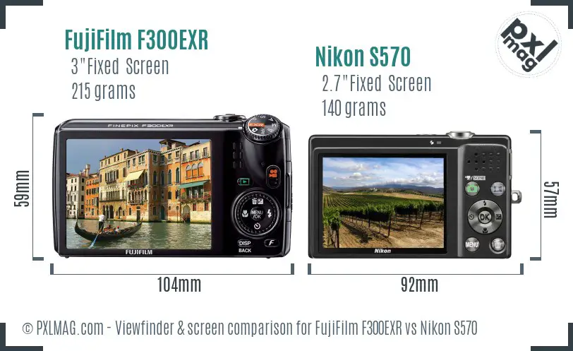 FujiFilm F300EXR vs Nikon S570 Screen and Viewfinder comparison