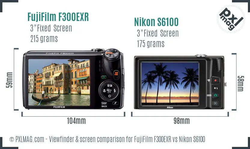 FujiFilm F300EXR vs Nikon S6100 Screen and Viewfinder comparison