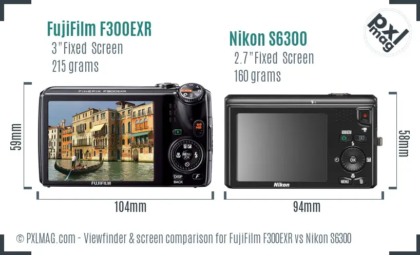FujiFilm F300EXR vs Nikon S6300 Screen and Viewfinder comparison FujiFilm F300EXR vs Nikon S6300 Screen and Viewfinder comparison