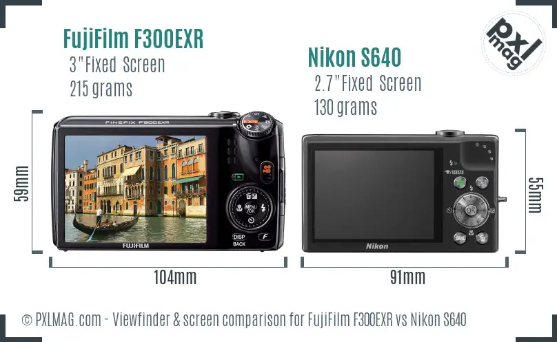 FujiFilm F300EXR vs Nikon S640 Screen and Viewfinder comparison