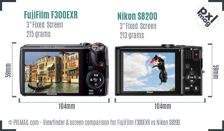 FujiFilm F300EXR vs Nikon S8200 Screen and Viewfinder comparison