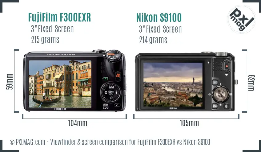 FujiFilm F300EXR vs Nikon S9100 Screen and Viewfinder comparison