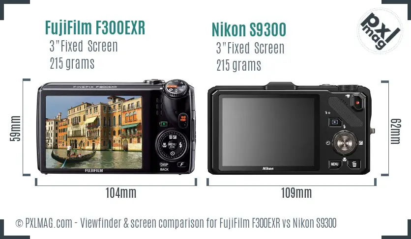 FujiFilm F300EXR vs Nikon S9300 Screen and Viewfinder comparison