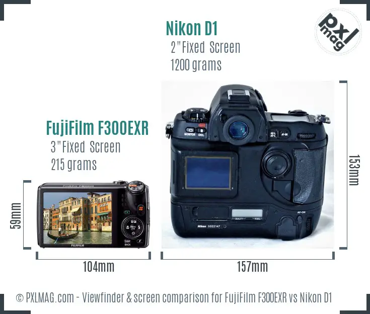 FujiFilm F300EXR vs Nikon D1 Screen and Viewfinder comparison