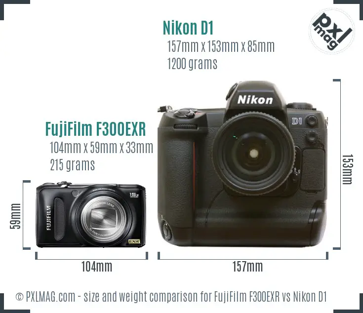 FujiFilm F300EXR vs Nikon D1 size comparison