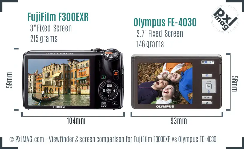 FujiFilm F300EXR vs Olympus FE-4030 Screen and Viewfinder comparison