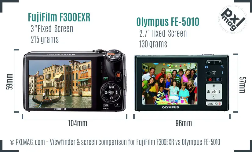 FujiFilm F300EXR vs Olympus FE-5010 Screen and Viewfinder comparison