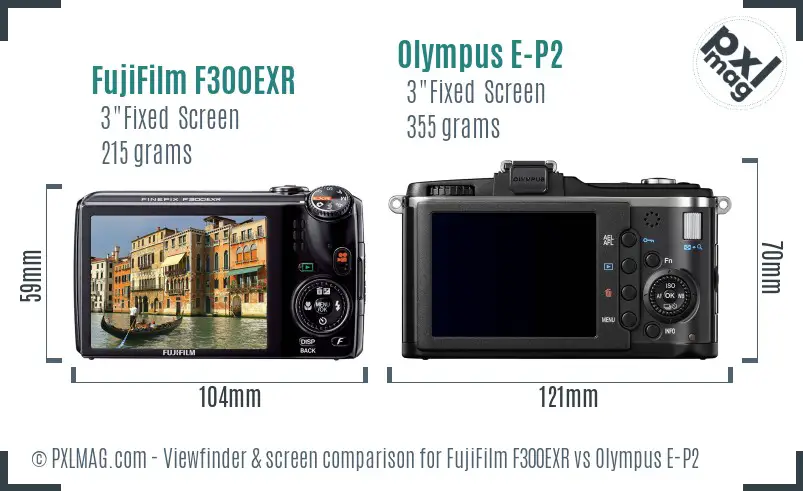 FujiFilm F300EXR vs Olympus E-P2 Screen and Viewfinder comparison