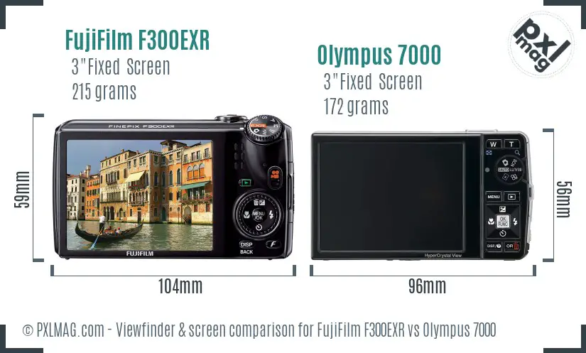 FujiFilm F300EXR vs Olympus 7000 Screen and Viewfinder comparison