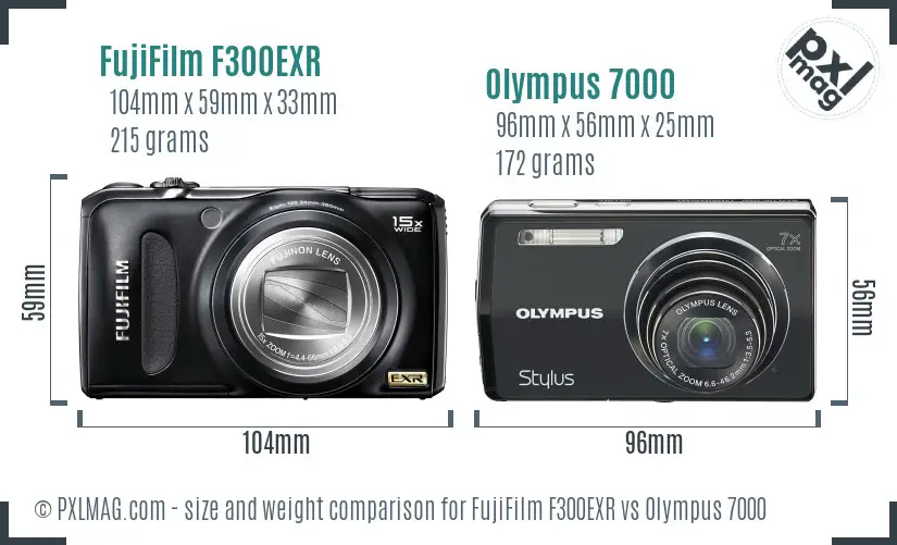 FujiFilm F300EXR vs Olympus 7000 size comparison