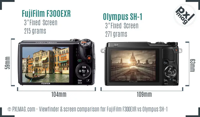 FujiFilm F300EXR vs Olympus SH-1 Screen and Viewfinder comparison
