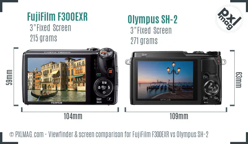 FujiFilm F300EXR vs Olympus SH-2 Screen and Viewfinder comparison FujiFilm F300EXR vs Olympus SH-2 Screen and Viewfinder comparison