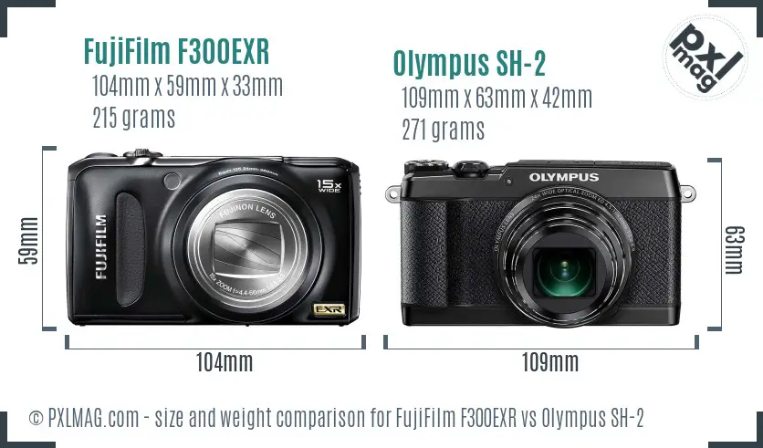 FujiFilm F300EXR vs Olympus SH-2 size comparison FujiFilm F300EXR vs Olympus SH-2 size comparison