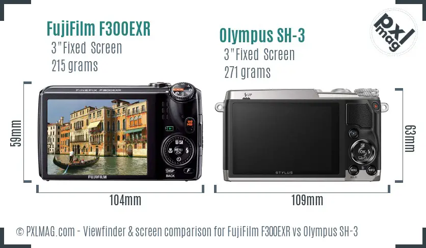 FujiFilm F300EXR vs Olympus SH-3 Screen and Viewfinder comparison FujiFilm F300EXR vs Olympus SH-3 Screen and Viewfinder comparison