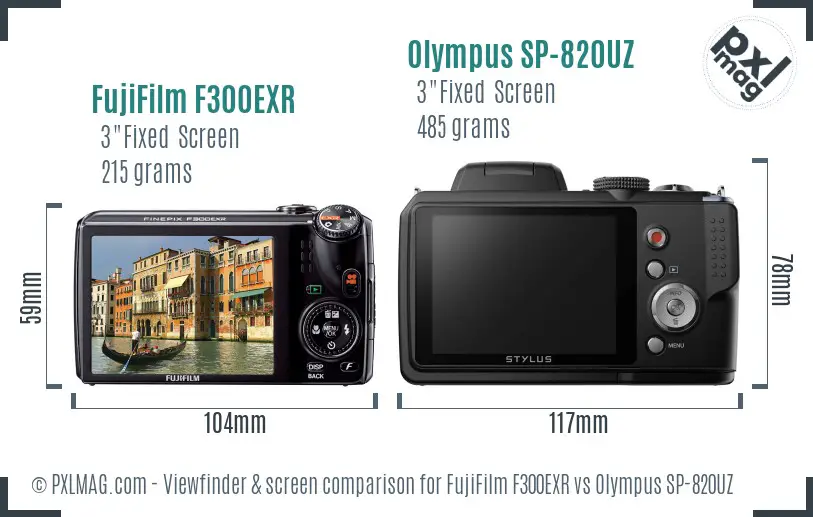 FujiFilm F300EXR vs Olympus SP-820UZ Screen and Viewfinder comparison FujiFilm F300EXR vs Olympus SP-820UZ Screen and Viewfinder comparison