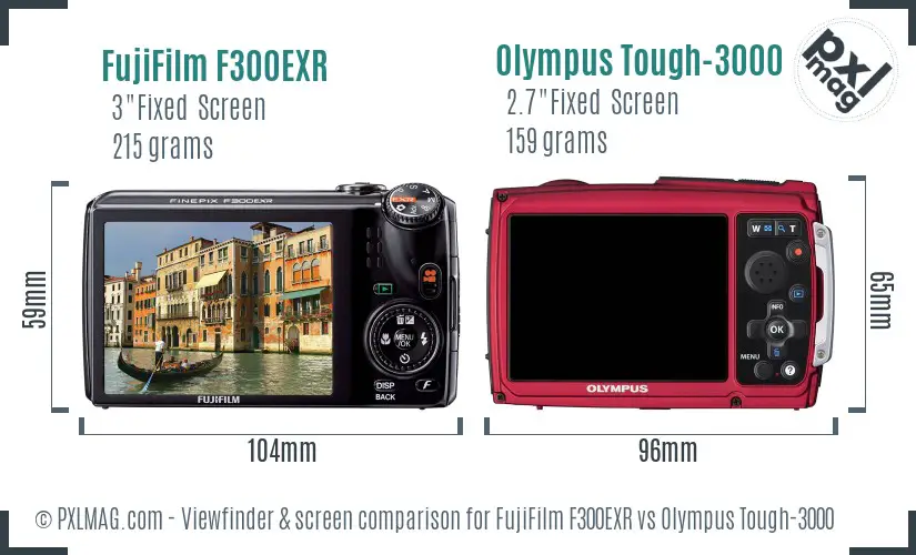 FujiFilm F300EXR vs Olympus Tough-3000 Screen and Viewfinder comparison