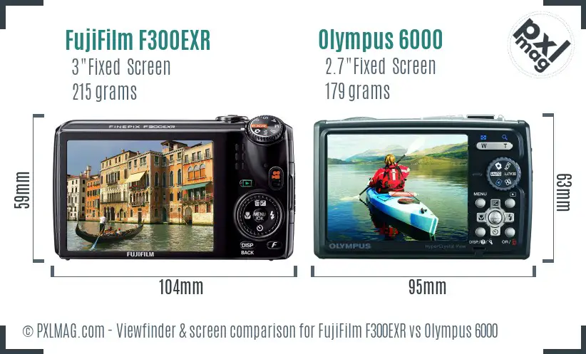 FujiFilm F300EXR vs Olympus 6000 Screen and Viewfinder comparison