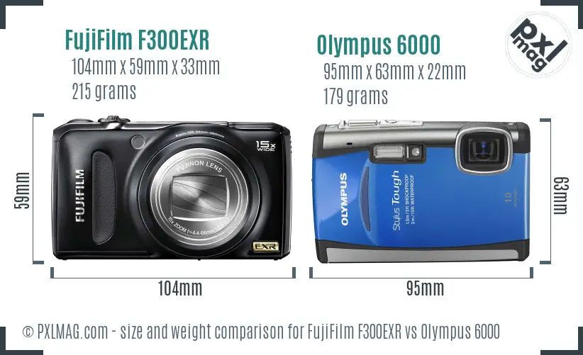 FujiFilm F300EXR vs Olympus 6000 size comparison