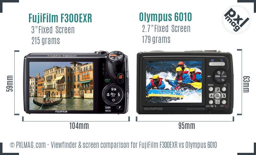 FujiFilm F300EXR vs Olympus 6010 Screen and Viewfinder comparison