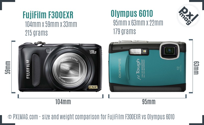 FujiFilm F300EXR vs Olympus 6010 size comparison FujiFilm F300EXR vs Olympus 6010 size comparison