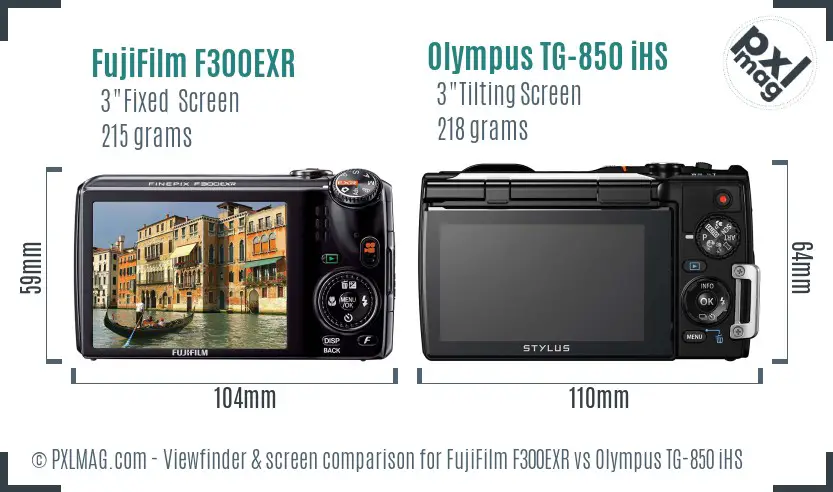 FujiFilm F300EXR vs Olympus TG-850 iHS Screen and Viewfinder comparison