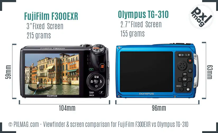 FujiFilm F300EXR vs Olympus TG-310 Screen and Viewfinder comparison FujiFilm F300EXR vs Olympus TG-310 Screen and Viewfinder comparison