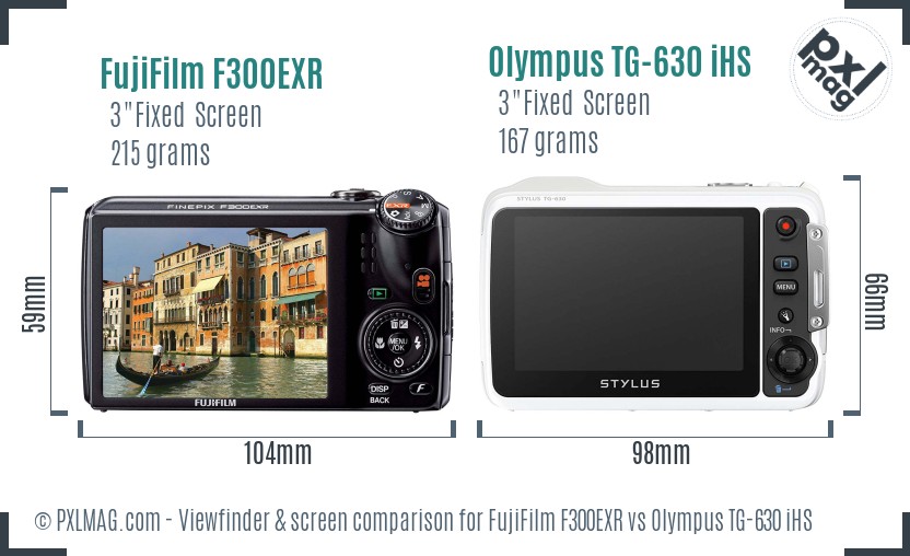 FujiFilm F300EXR vs Olympus TG-630 iHS Screen and Viewfinder comparison