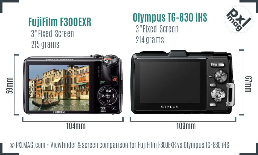 FujiFilm F300EXR vs Olympus TG-830 iHS Screen and Viewfinder comparison