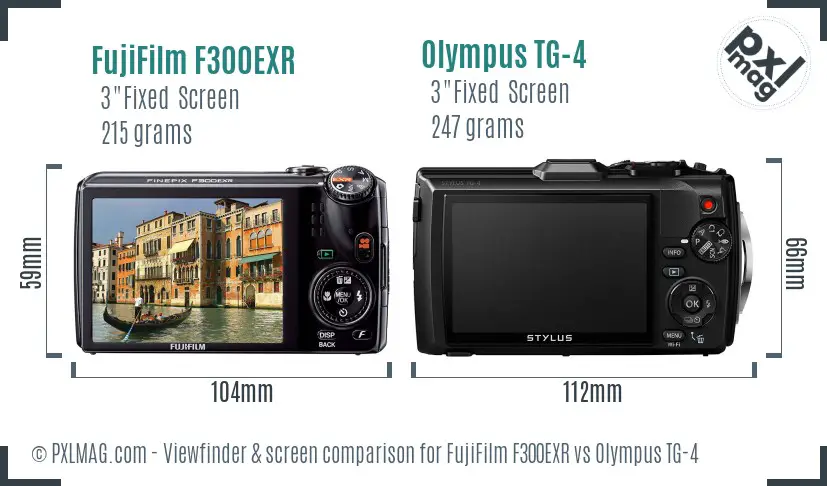 FujiFilm F300EXR vs Olympus TG-4 Screen and Viewfinder comparison