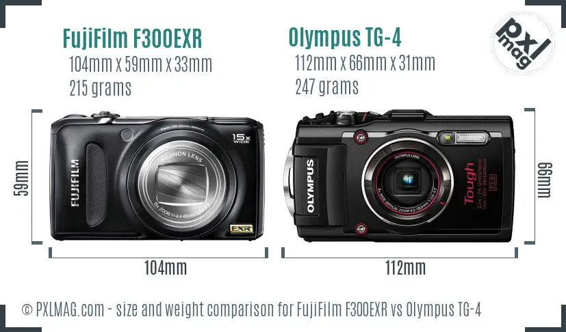 FujiFilm F300EXR vs Olympus TG-4 size comparison FujiFilm F300EXR vs Olympus TG-4 size comparison