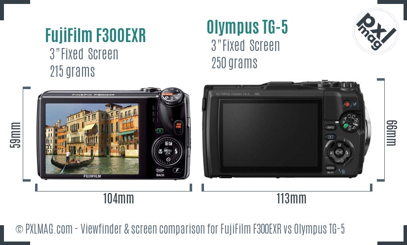 FujiFilm F300EXR vs Olympus TG-5 Screen and Viewfinder comparison