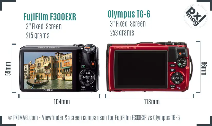 FujiFilm F300EXR vs Olympus TG-6 Screen and Viewfinder comparison