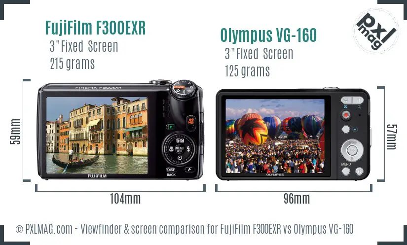 FujiFilm F300EXR vs Olympus VG-160 Screen and Viewfinder comparison