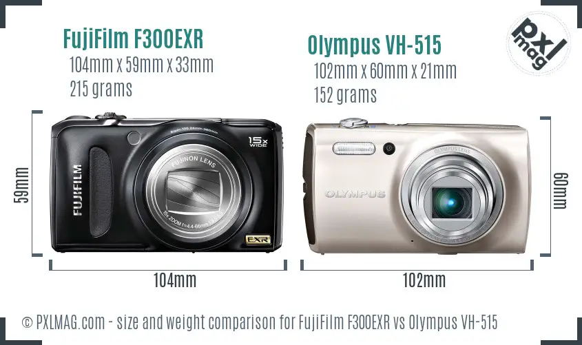 FujiFilm F300EXR vs Olympus VH-515 size comparison FujiFilm F300EXR vs Olympus VH-515 size comparison