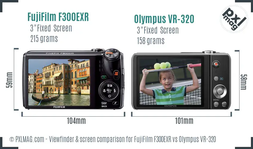 FujiFilm F300EXR vs Olympus VR-320 Screen and Viewfinder comparison