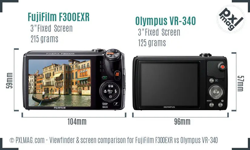 FujiFilm F300EXR vs Olympus VR-340 Screen and Viewfinder comparison