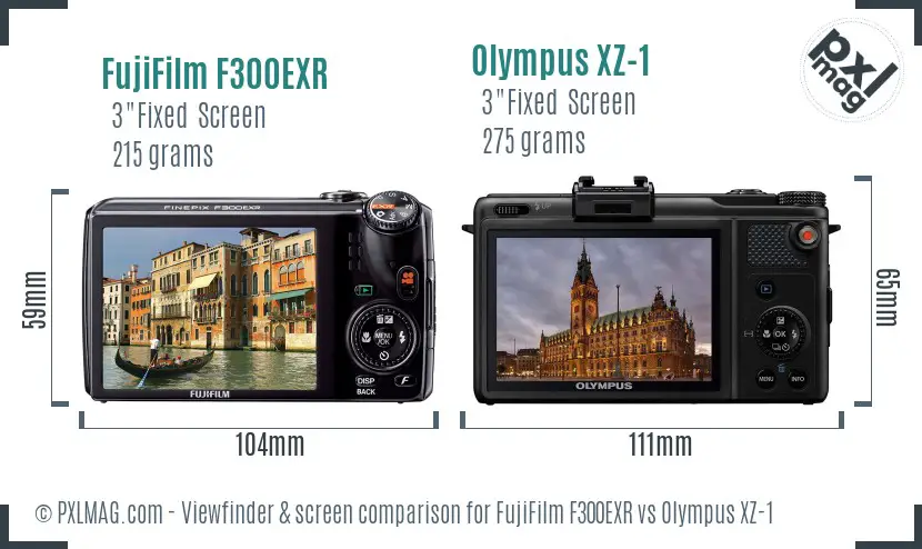 FujiFilm F300EXR vs Olympus XZ-1 Screen and Viewfinder comparison