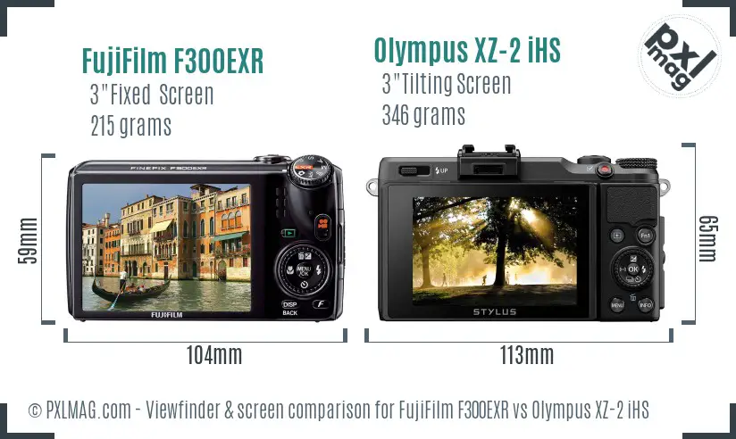 FujiFilm F300EXR vs Olympus XZ-2 iHS Screen and Viewfinder comparison