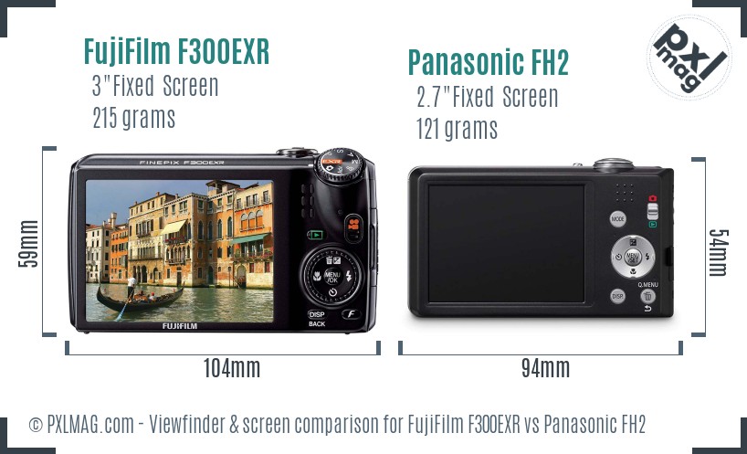 FujiFilm F300EXR vs Panasonic FH2 Screen and Viewfinder comparison