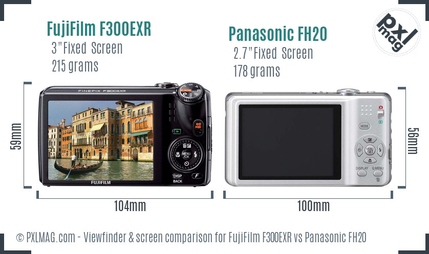 FujiFilm F300EXR vs Panasonic FH20 Screen and Viewfinder comparison