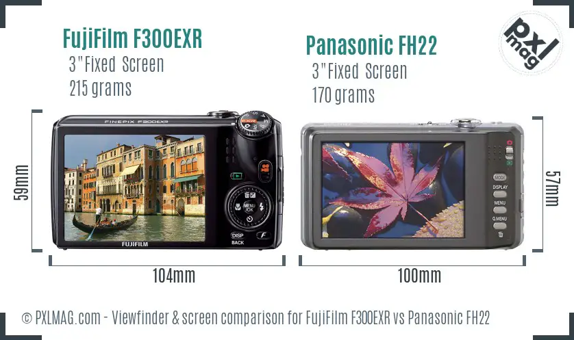FujiFilm F300EXR vs Panasonic FH22 Screen and Viewfinder comparison FujiFilm F300EXR vs Panasonic FH22 Screen and Viewfinder comparison