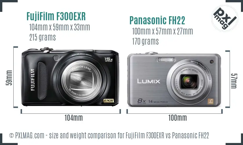 FujiFilm F300EXR vs Panasonic FH22 size comparison FujiFilm F300EXR vs Panasonic FH22 size comparison