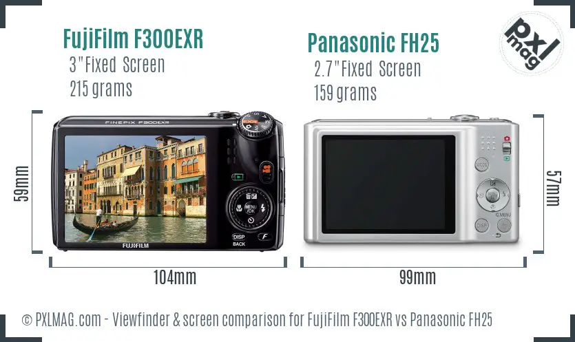 FujiFilm F300EXR vs Panasonic FH25 Screen and Viewfinder comparison