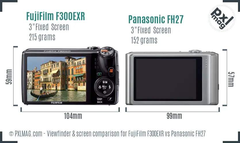 FujiFilm F300EXR vs Panasonic FH27 Screen and Viewfinder comparison FujiFilm F300EXR vs Panasonic FH27 Screen and Viewfinder comparison